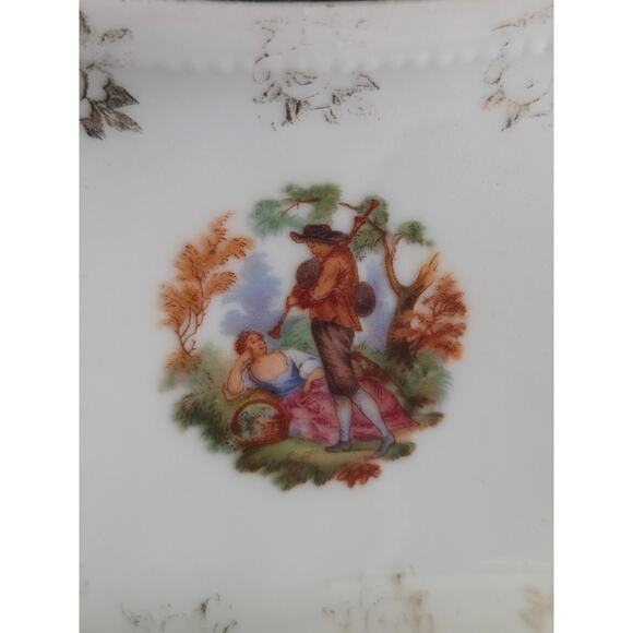 Epiag Ditmar-Urbach Czechoslovakia Porcelain Ormolu Tray Courting Scene 1930s - Picture 4 of 10